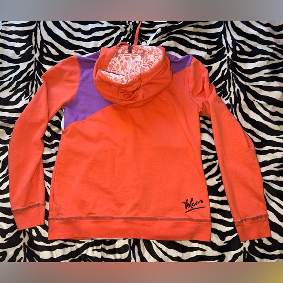 Volcom Zip French Terry Hoodie - Orange/Coral/White/Purple-Y2K/Skate Juniors XL - Picture 4 of 16